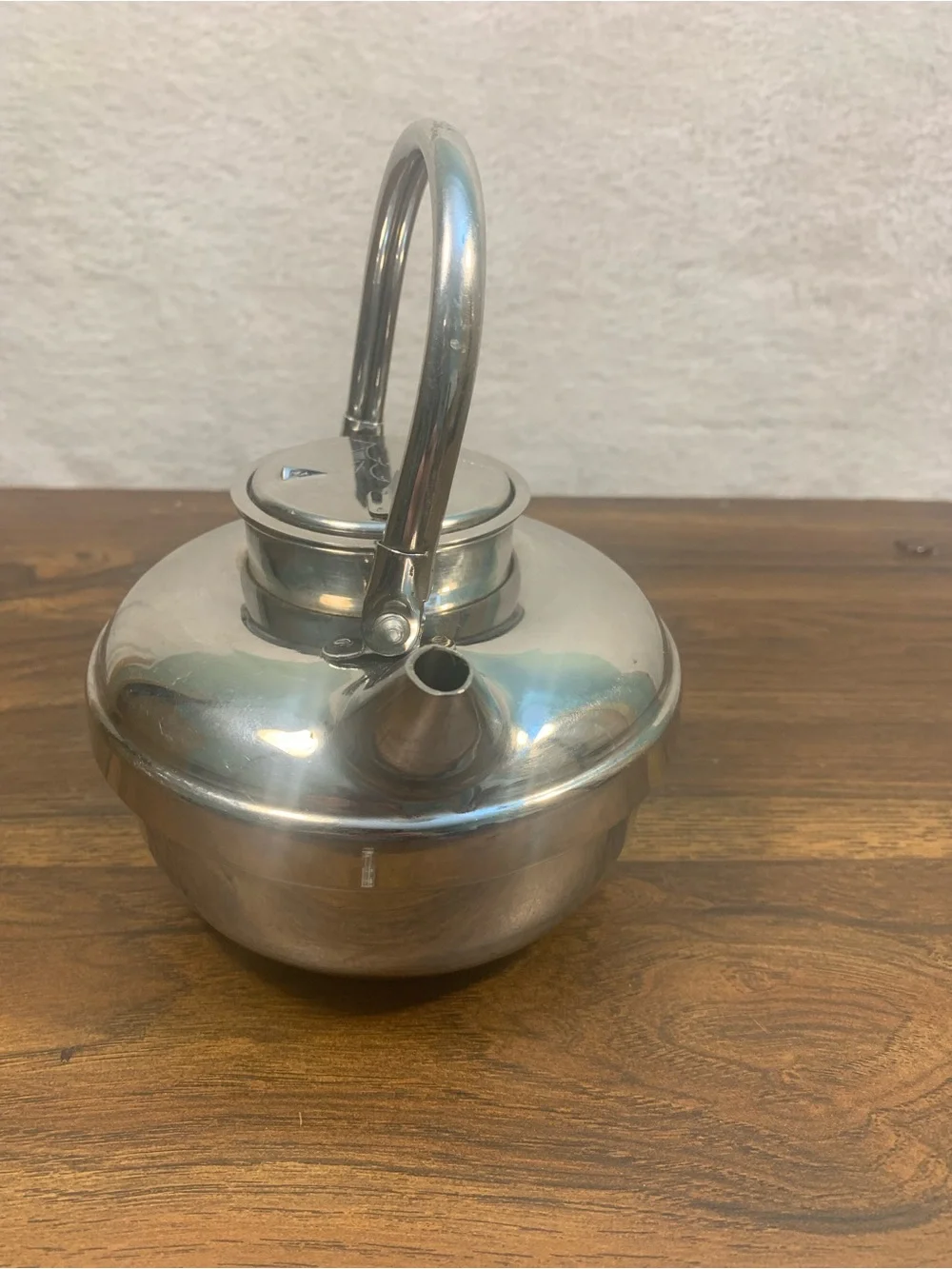 Stainless Steel Squat Camp Kettle Teapot with Hinged Latch Etched Lid